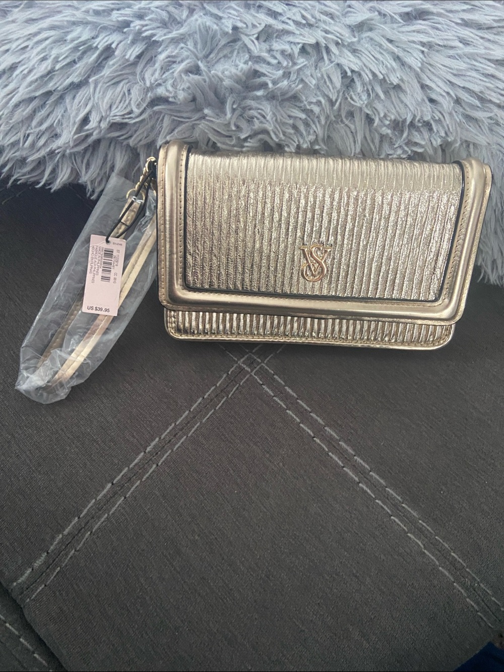 NWT Victoria secret gold clutch wristlet